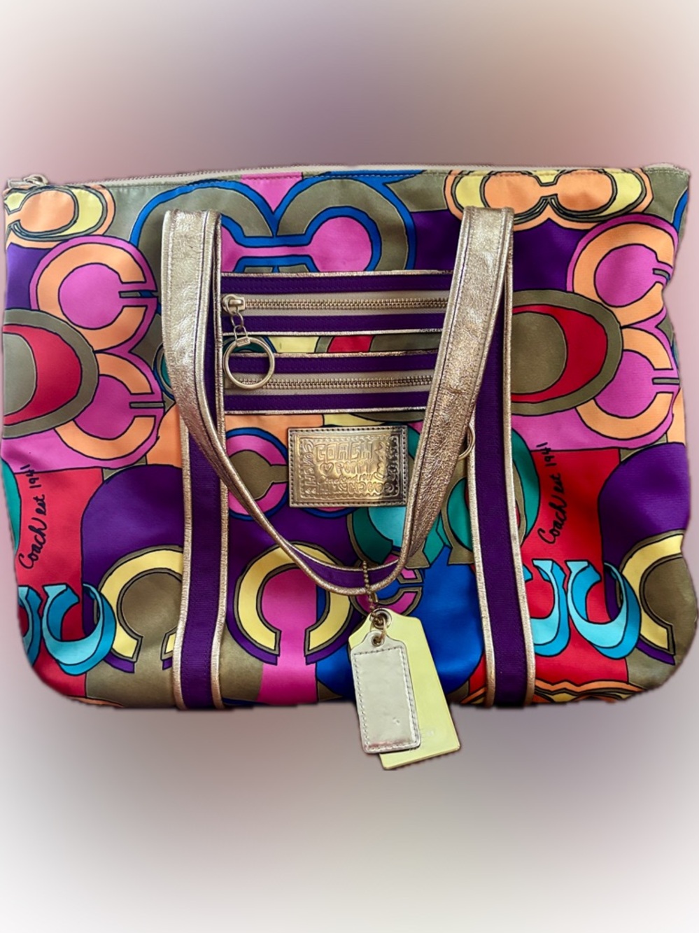 Coach Poppy C Glamour Limited Edition Large Tote Bag - 14365 Multi-Color - Picture 2 of 15